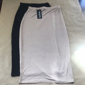 Boohoo Black and Tan skirt set.